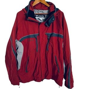 Columbia Jacket Men XL Interchange Full Zip Long Sleeve Pockets Bugaboo Red Gray
